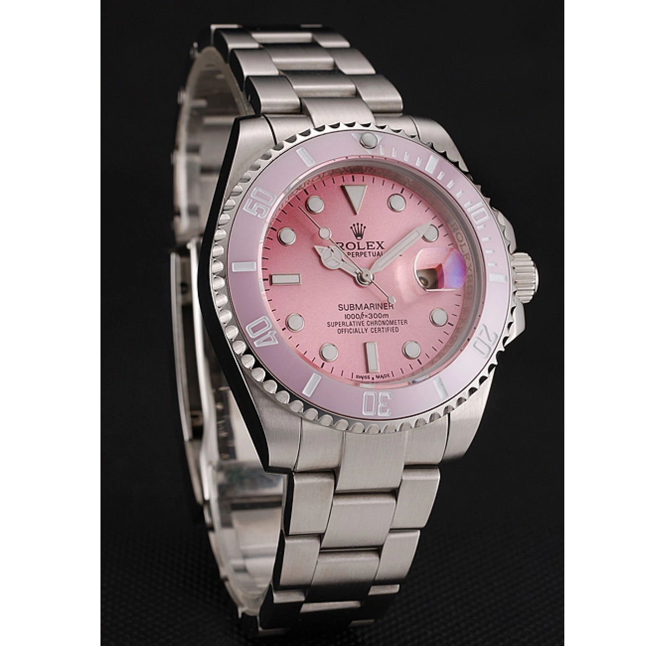 Aaa replica Stainless 1453980 Pink Pink Rolex Submariner Swiss Bezel Bracelet Steel Dial 0714